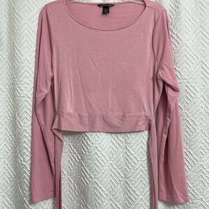 Victorias Secret Baby Light Pink Wrap Tie Crop Top Ribbed Size XL